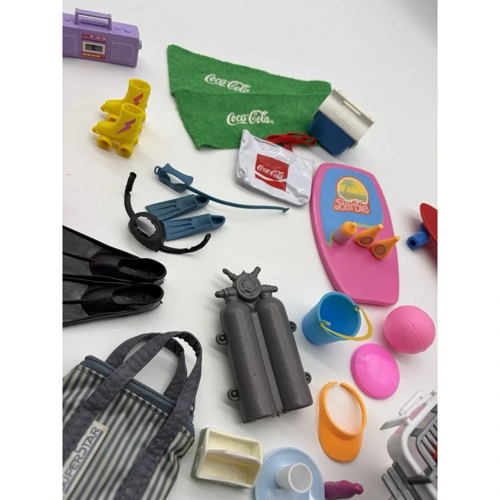 Vintage 80s 90s Barbie Sports Surfing Scuba Swim Accessories Beach Coke Lot‎